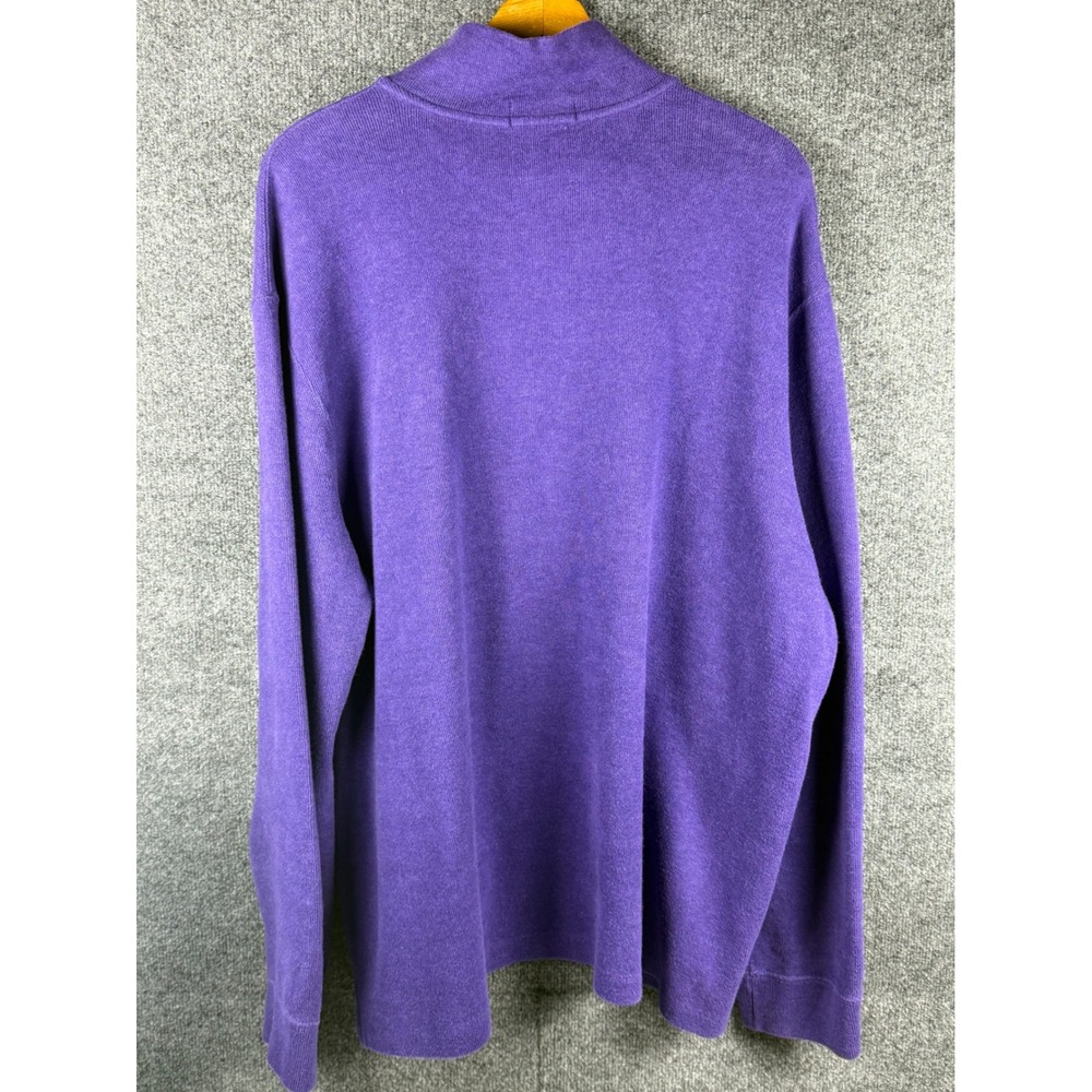 Polo Ralph Lauren Mens XXL Purple Cotton Quarter Zip Pullover Sweater Pony - Picture 3 of 9